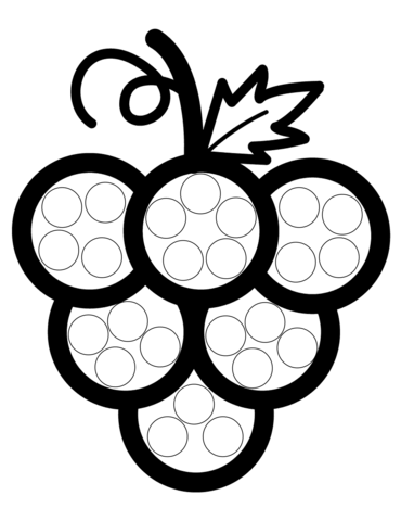 Simple Grapes Dot Art Coloring Page